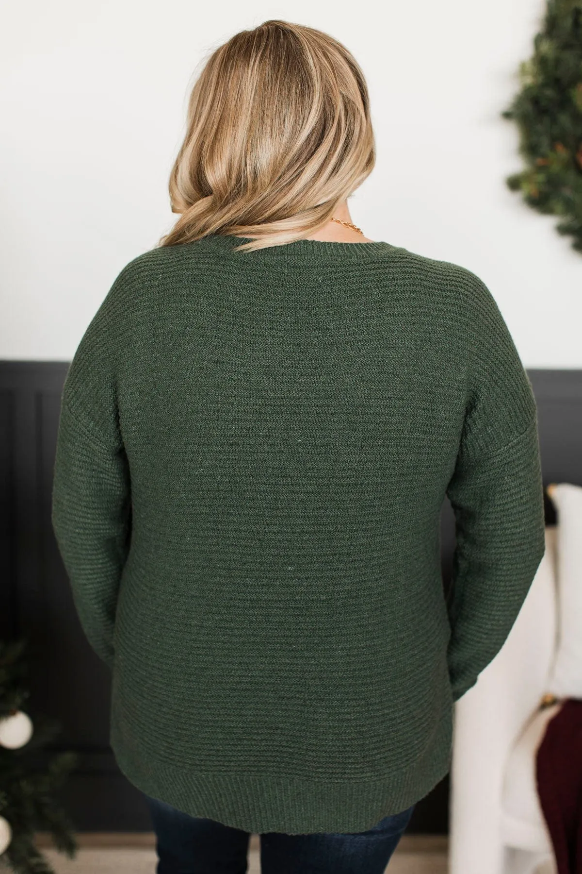 Unbelievably Sweet Ribbed Sweater- Kale