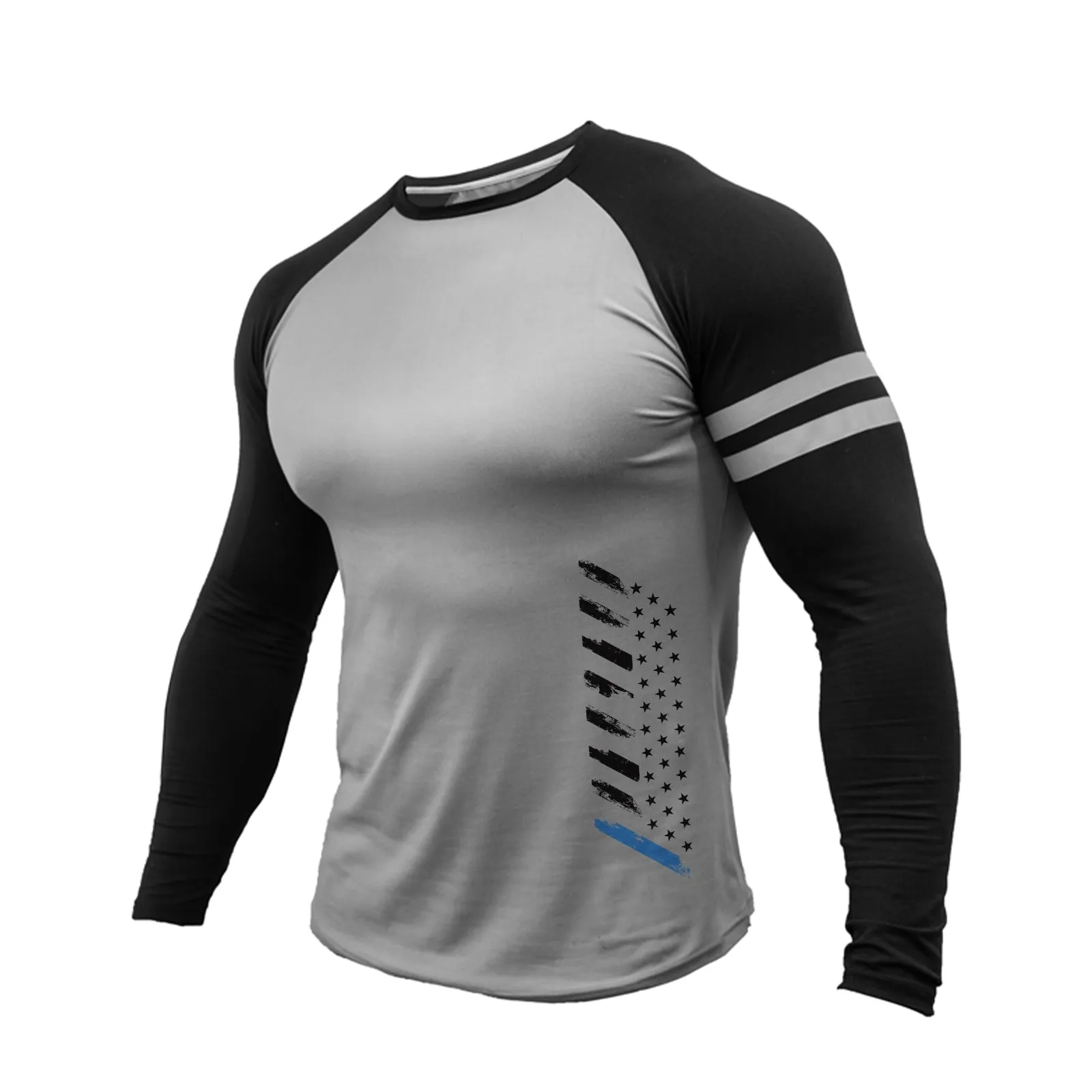 USA FLAG LINE RAGLAN GRAPHIC LONG SLEEVE T-SHIRT