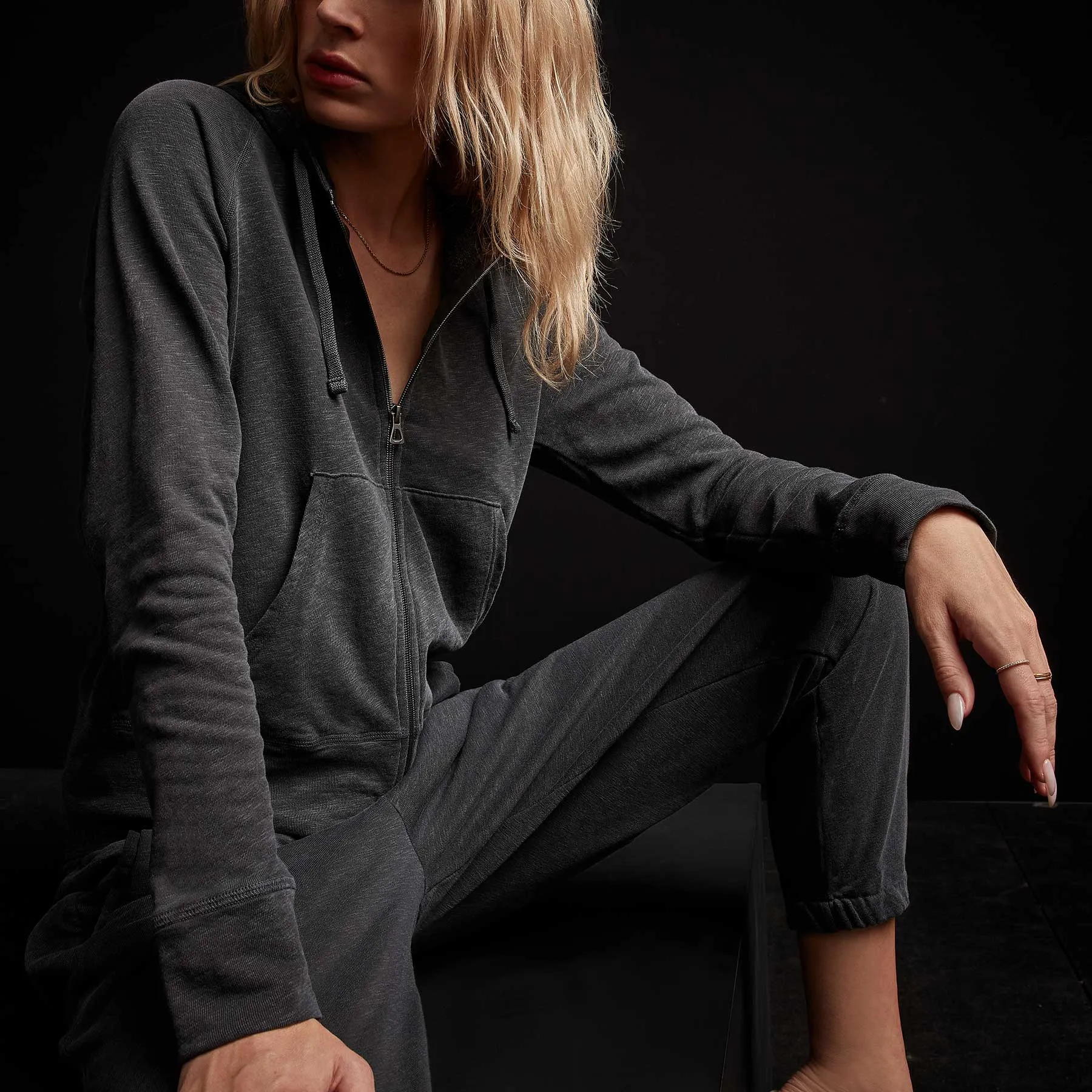 Vintage French Terry Zip Up Hoodie - Magma Pigment