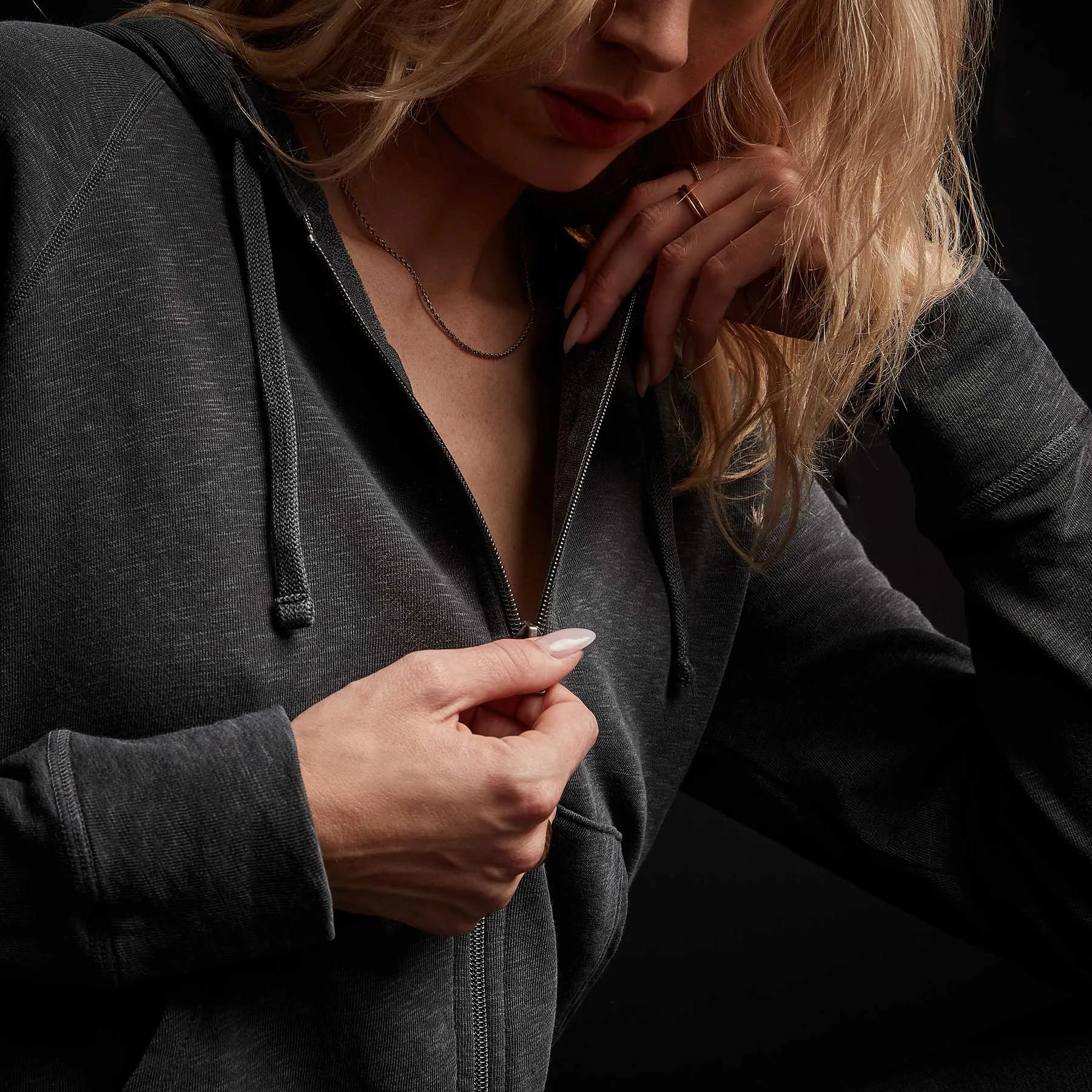 Vintage French Terry Zip Up Hoodie - Magma Pigment
