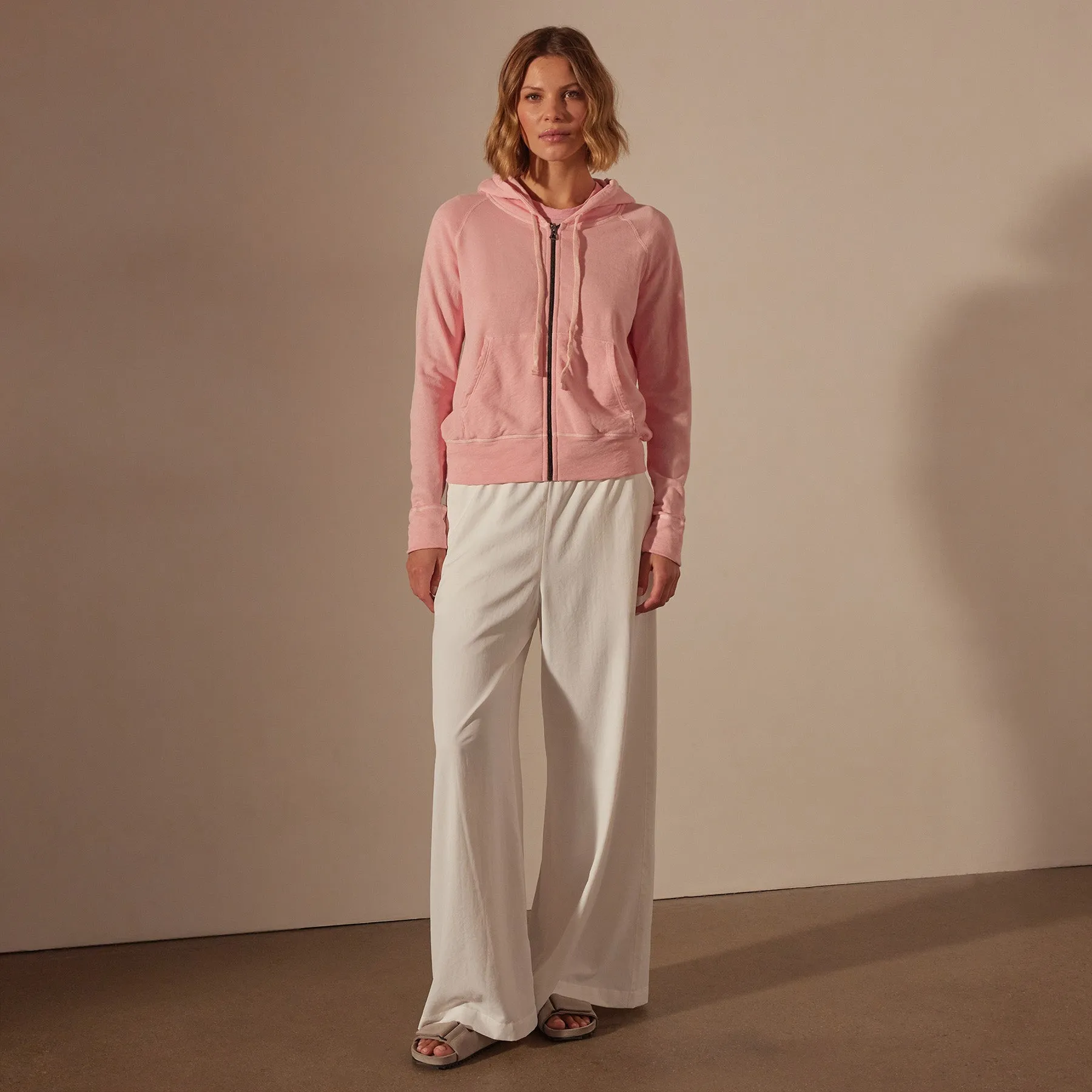 Vintage French Terry Zip Up Hoodie - Peony Pigment