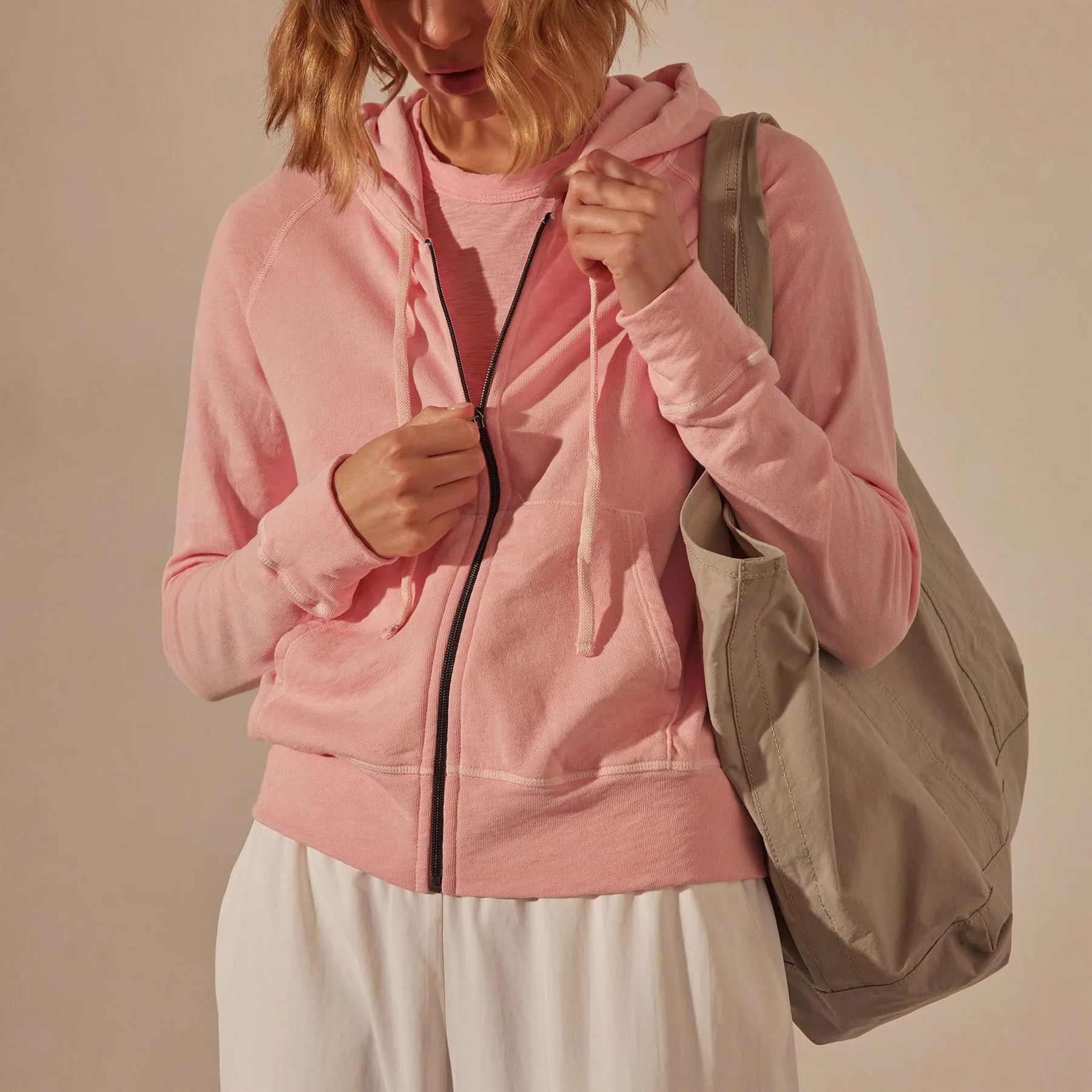 Vintage French Terry Zip Up Hoodie - Peony Pigment