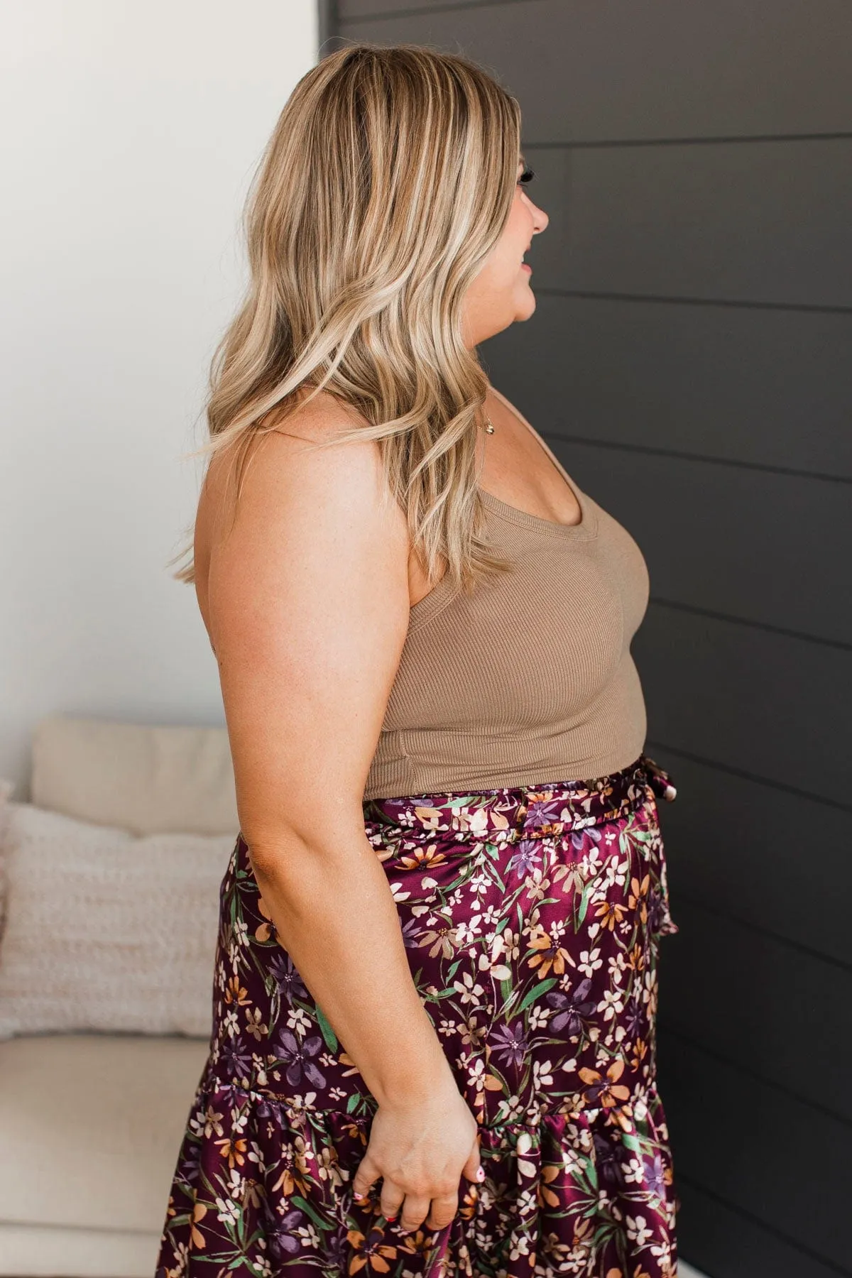 Wanting Everything Ribbed Tank Top- Taupe