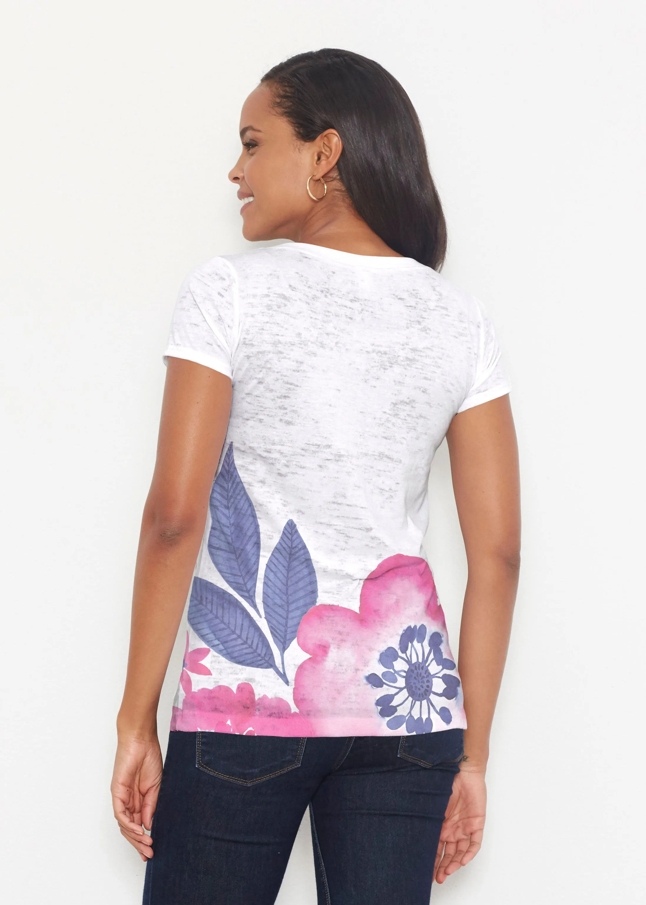 Watercolor Blooms (13355) ~ Signature Short Sleeve Scoop Shirt