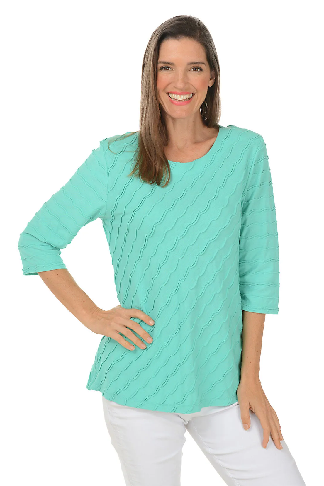 Wave Ribbed Knit Top
