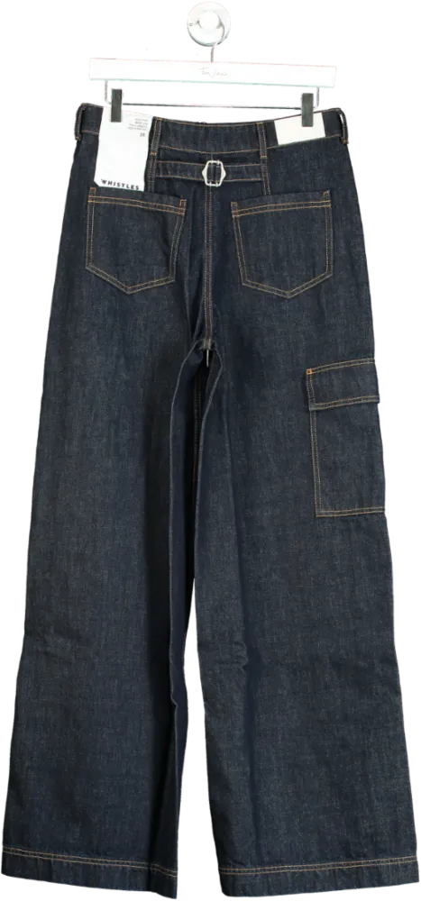 Whistles Blue Dark Denim Wide Leg Cargo Jean W28