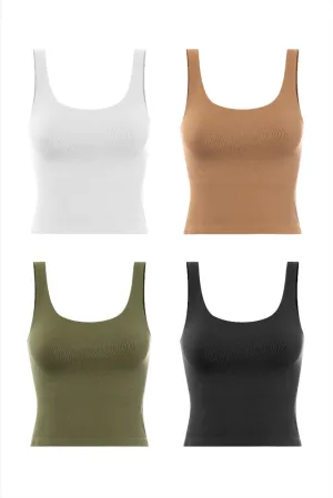 Wide Scoop Neck Skinny Strap Tank Top