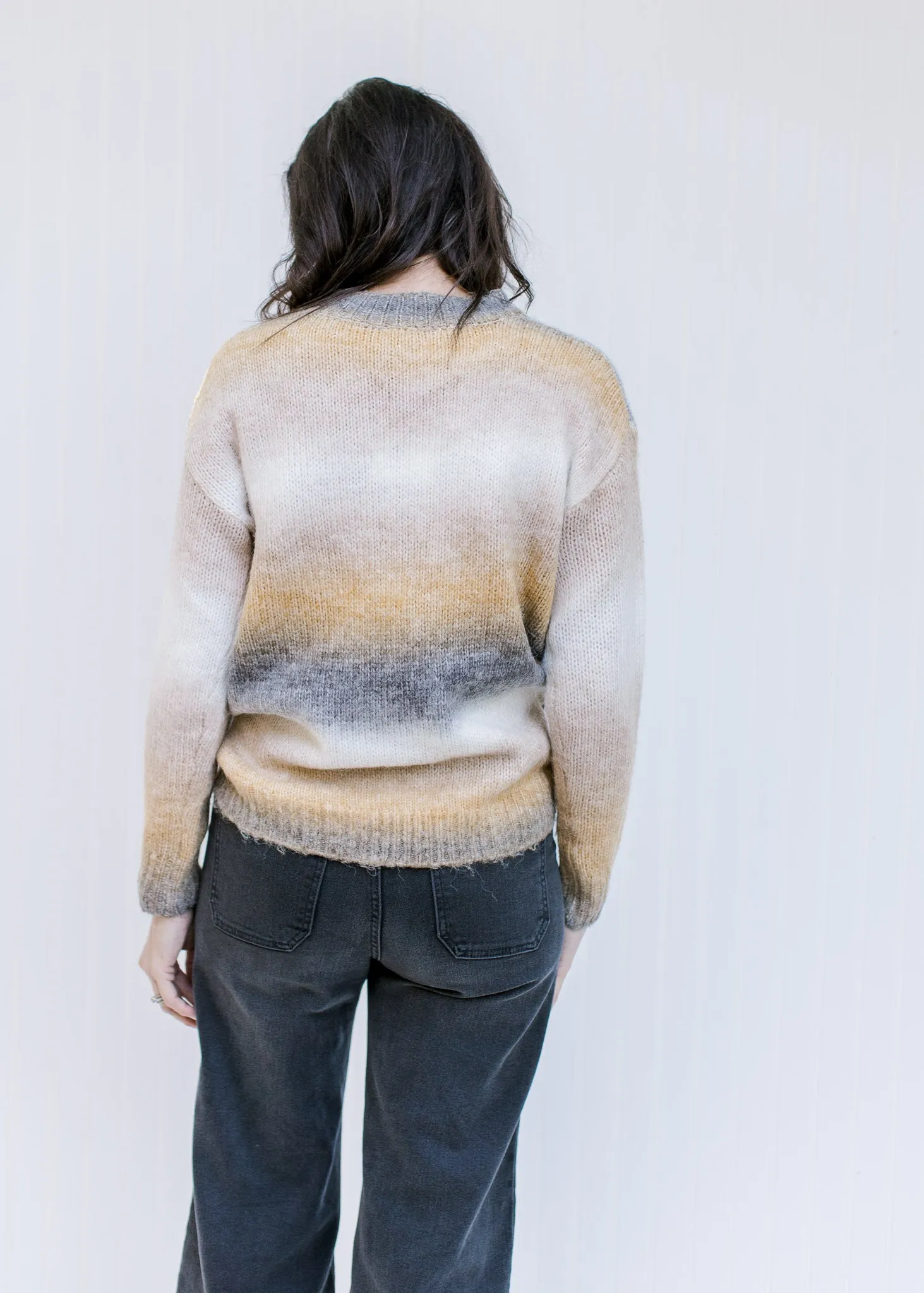 X Gray Cream and Mustard Ombre Sweater