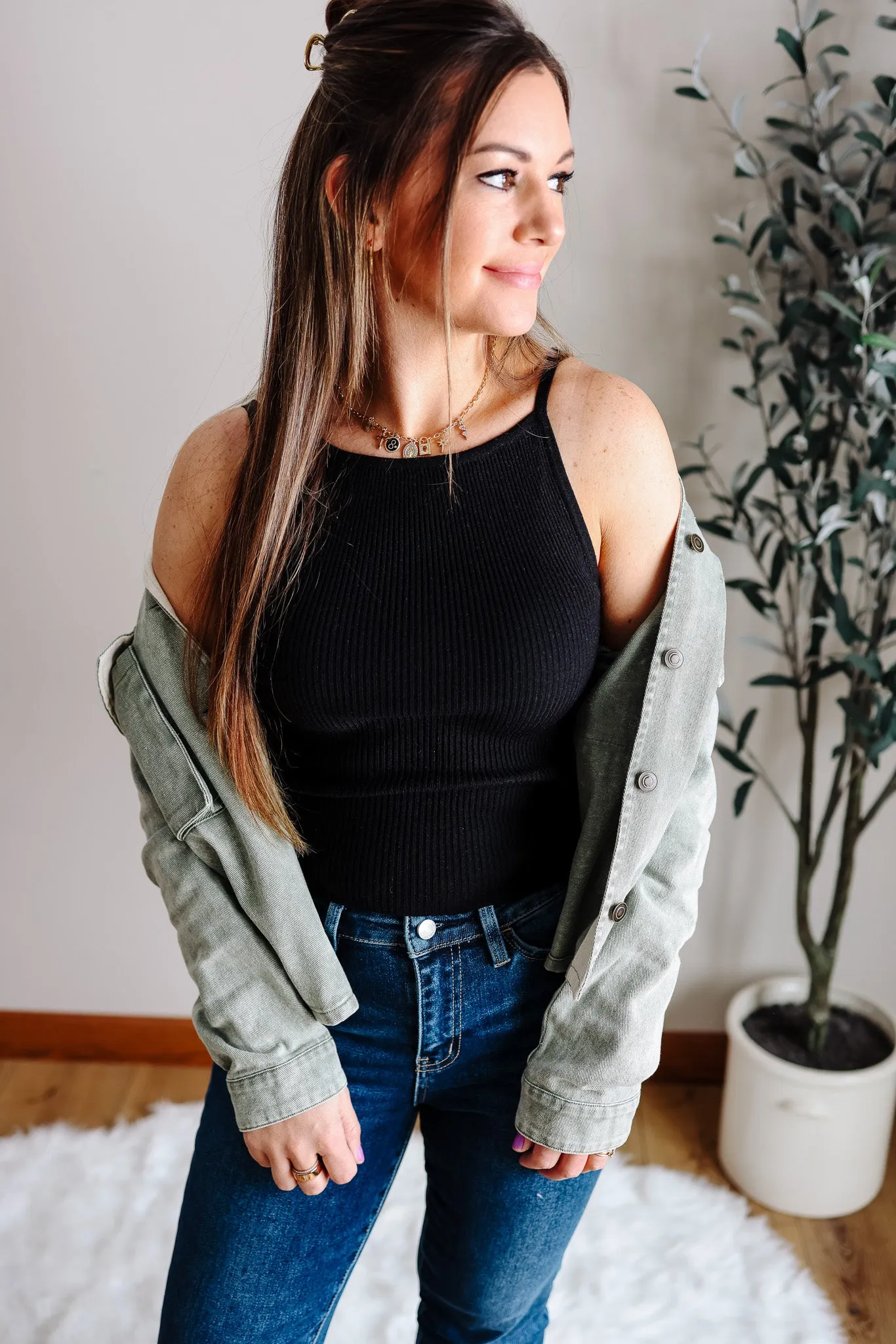 Zara Ribbed Knit Tank Top - Black